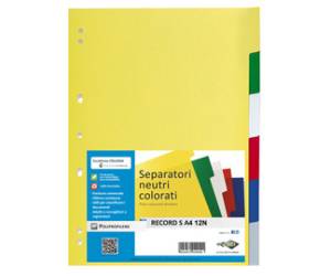 Separatore Record S - 12 tasti - PP - 21 x 29,7 cm - A4 - multicolore - Sei Rota - 580023 - 8004972270326 - DMwebShop