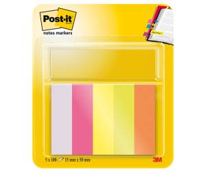 Segnapagina in carta - 15 x 50 mm - 5 colori Neon - conf. 500 pezzi - Post-it - 7100172770 - 3134375317160 - DMwebShop