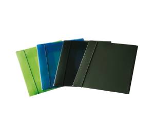 Cartella 3 lembi con elastico A4 PP trasparente verde - 5055