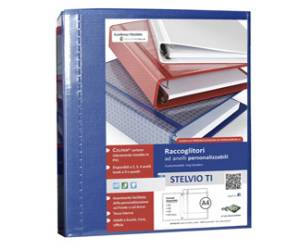 Raccoglitore personalizzabile Stelvio TI 4 anelli a D 50 mm dorso 7,5 cm 22 x 30 cm blu Sei Rota 36504137 - 4382