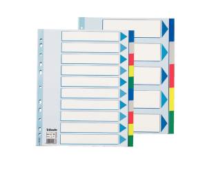 Separatore 10 tasti colorati PP A4 maxi 24,5x29,7 cm multicolore - 7462