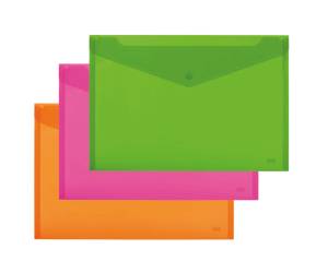 Buste con bottone - PPL - 33,5 x 23,5 cm - mix 3 colori fluo - conf. 3 pezzi - Lebez - 80438 - 8007509072042 - DMwebShop