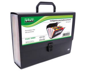 Valigetta portadocumenti 25 tasche colorate PPL nero - 13249