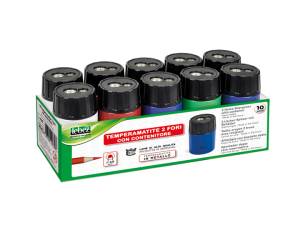 Temperamatite - 2 fori - con contenitore - conf. 10 pezzi - Lebez - 430 - 8007509052617 - DMwebShop