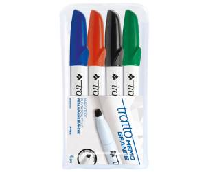 Pennarello a secco Memo per lavagne cancellabili - punta a scalpello - 6,5 mm - astuccio 4 colori - Tratto - 852200 - 8000825852206 - DMwebShop