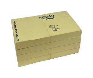 Blocchetto biglietti adesivi giallo 50 x 40 mm 70 gr 100 fogli - 5388