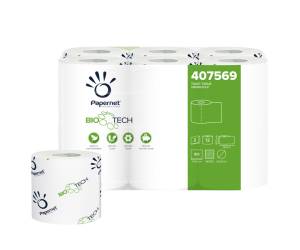 Carta igienica standard Bio Tech 2 veli 165 strappi diametro 10 cm 9,5 cm x 18 - 2 mt pacco 12 rotoli Papernet - 17542