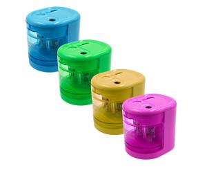 Temperamatite elettrico con contenitore - 2 fori - colori assortiti - Lebez - 4306 - 8007509043066 - DMwebShop