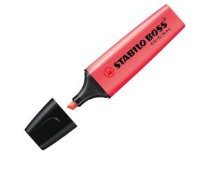 Evidenziatore Boss Original - punta a scalpello - tratto 2 - 5 mm - rosso 40 - conf. 10 pezzi - Stabilo - 70/40 - 4006381333658 - DMwebShop
