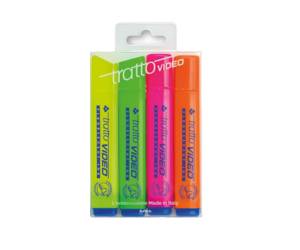 Evidenziatore Video punta a scalpello da 1,5 mm astuccio 4 colori - 6293