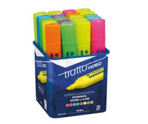 Evidenziatore Video punta a scalpello tratto 1,5mm colori assortiti barattolo 20 pezzi Tratto - 14461