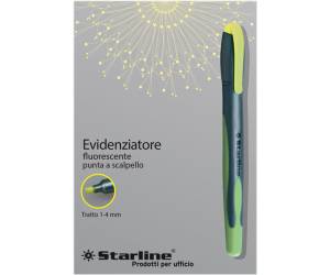 Evidenziatore a penna - punta scalpello - tratto 1 - 4 mm - giallo - conf. 12 pezzi - Starline - STL1638. - 8025133019899 - DMwebShop