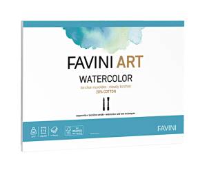 Blocco collato watercolor 25 x 35 cm 340gr 10 fogli Art - 6656