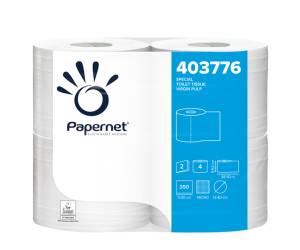 Carta igienica 2 veli 16,5 gr diametro 12,4 cm 9,5 cm x 38,5 mt 350 strappi pacco 4 rotoli Papernet 403776 - 4296