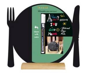 Lavagna da tavolo Silhouette 24 x 25 cm forma piatto nero - 13495