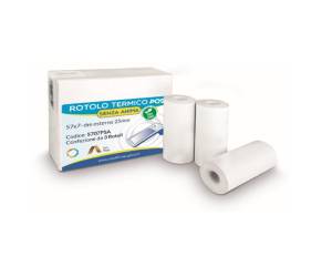 Rotolo per POS e carte di credito carta termica BPA free 57 mm x 7 mt 55 g m2 blister 3 pezzi - 20920
