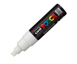Marcatore a base d'acqua Uni Posca PC8K - punta large a scalpello - 8 mm - bianco - Uni Mitsubishi - M PC8K BI - 4902778916599 - DMwebShop