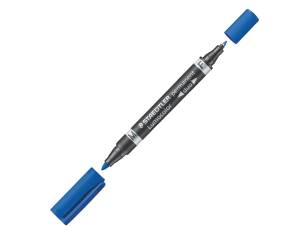 Pennarello Lumocolor Permanent Duo 348 punta feltro - punta 0,6 mm e 1,5 mm - blu - Staedtler - 348-3 - 4007817348017 - DMwebShop