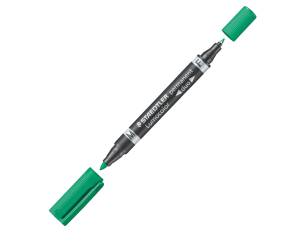 Pennarello Lumocolor Permanent Duo 348 punta feltro - punta 0,6 mm e 1,5 mm - verde - Staedtler - 348-5 - 4007817348024 - DMwebShop