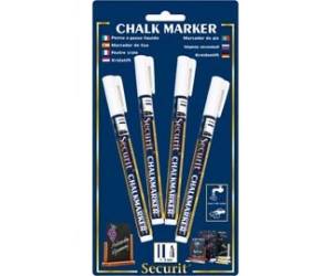 Marcatore a gesso liquido - punta fine da 1 - 2 mm - bianco - conf. 4 pezzi - Securit - BLA-SMA100-V4-WHI - 8718226493811 - DMwebShop