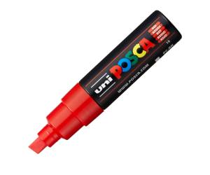 Marcatore a base d'acqua Uni Posca PC8K - punta a scalpello - 8 mm - rosso - Uni Mitsubishi - M PC8K R - 4902778916476 - DMwebShop