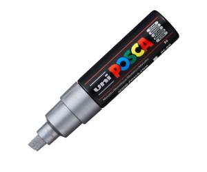 Marcatore Uni Posca PC8K - punta a scalpello - 8 mm - argento - Uni Mitsubishi - M PC8K ARG - 4902778113615 - DMwebShop