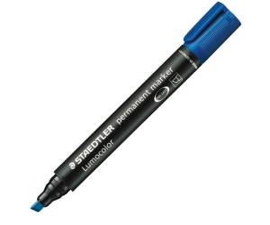 Marcatore Lumocolor permanent 350 punta a scalpello tratto 2,5 mm blu - 15772