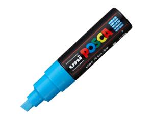 Marcatore Uni Posca PC8K punta a scalpello 8 mm azzurro - 15828