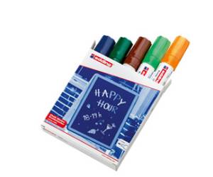 Marcatore a gesso liquido 4090 punta scalpello da 4 a 15 mm colori assortiti astuccio 5 pezzi - 15701