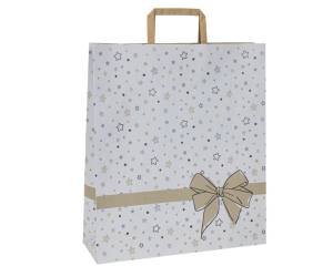 Shoppers maniglie piattina 22 x 10 x 29 cm carta kraft stars bianco Mainetti Bags - 6205