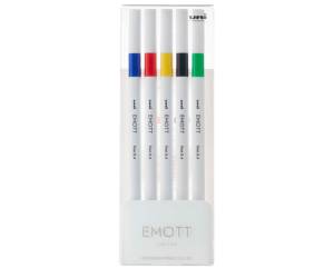 Fineliner Emott - tratto 0,4 mm - colori assortiti vivid - conf. 5 pezzi - Uni Mitsubishi - M PEM-SY 5C 1 - DMwebShop