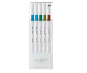 Fineliner Emott - tratto 0,4 mm - colori assortiti island - conf. 5 pezzi - Uni Mitsubishi - M PEM-SY 5C 4 - DMwebShop
