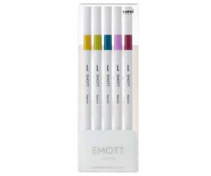 Fineliner Emott - tratto 0,4 mm - colori assortiti retro' - conf. 5 pezzi - Uni Mitsubishi - M PEM-SY 5C 8 - DMwebShop