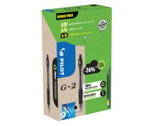 Penna roller gel scatto G 2 punta 0,7 mm 12 refill inclusi nero - 23375
