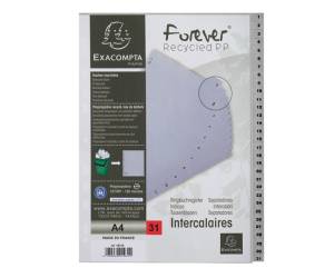 Intercalare numerico - 31 tasti - A4 - PPL riciclato - grigio - Exacompta - 1931E - 3130630019312 - DMwebShop