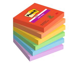 Blocco Post it Super Sticky - 654-6SS-PLAY - 76 x 76 mm - colori Playful - 90 fogli - conf. 6 pezzi - Post-it - 7100258795 - 4054596924437 - DMwebShop