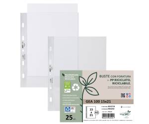 Buste forate Gea 100 - PP riciclato - buccia medium - 15 x 21 cm - conf. 25 pezzi - Sei Rota - 701510 - 8004972030258 - DMwebShop