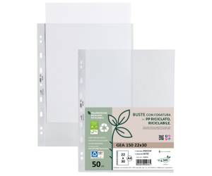 Buste forate Gea 150 - PP riciclato - buccia pesante - 22 x 30 cm - conf. 50 pezzi - Sei Rota - 702216 - 8004972029764 - DMwebShop