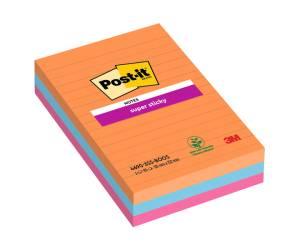Blocco Super Sticky 4690,3SS BOOS a righe 101 x 152 mm colori Boost 90 fogli - 25842