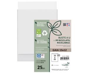Buste a sacco Gaia PP riciclato 15 x 21 cm buccia trasparente - 25256
