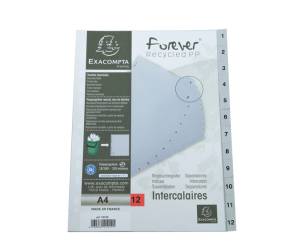 Intercalare numerico PP riciclato A4,12 tasti grigio - 24722