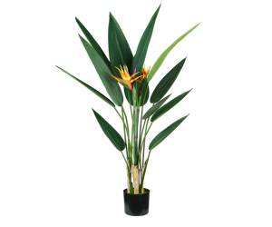 Pianta ornamentale Sterlizia artificiale 12 foglie e 2 fiori 120 cm PE - 25317