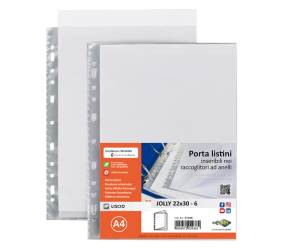 Portalistini Jolly 6 buste forate 22 x 30 cm PP trasparente liscio - 25283