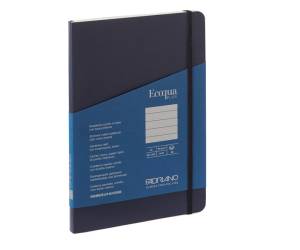 Taccuino Ecoqua Plus con elastico rilegatura cucita A5,5 mm 80 fogli righe blu scuro - 25706