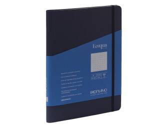 Taccuino Ecoqua Plus con elastico spiralato A5,70 fogli puntinato blu scuro - 25695