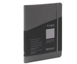 Taccuino Ecoqua Plus con elastico spiralato A5,70 fogli righe antracite - 25700