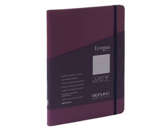 Taccuino Ecoqua Plus con elastico spiralato A5,70 fogli righe vino - 25705