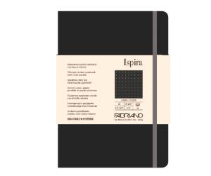 Taccuino Ispira con elastico copertina rigida A5,96 fogli puntinato nero - 25712
