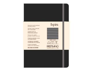 Taccuino Ispira con elastico copertina rigida A5,96 fogli righe nero - 25718