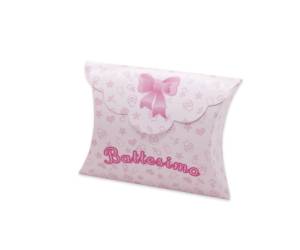 Scatolina portaconfetti Battesimo baby carta - 10 x 8 x 3 cm - rosa - conf.25 pezzi - Big Party - 81598 - DMwebShop